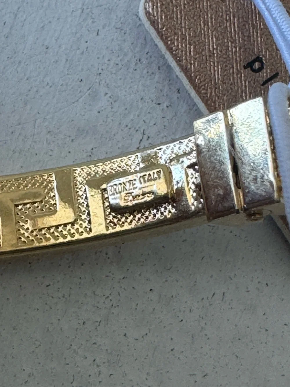 MIA FIORE Gold Plated Bronze Greek Key Dyadema Bangle Bracelet